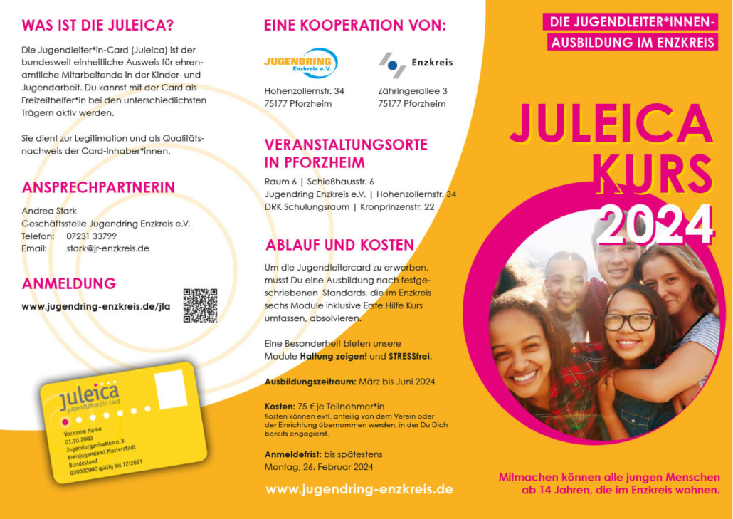Jugendring Enzkreis - Flyer zur JULEICA-Grundausbildung 2024